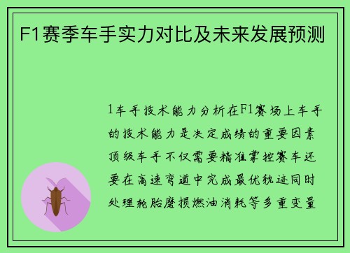 F1赛季车手实力对比及未来发展预测