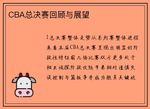 CBA总决赛回顾与展望